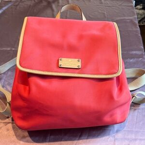 Kate Spade Coral Backpack with Tan Accents